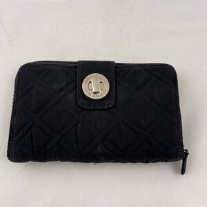 Vera Bradley Black Quilted Wallet with Silver Accent